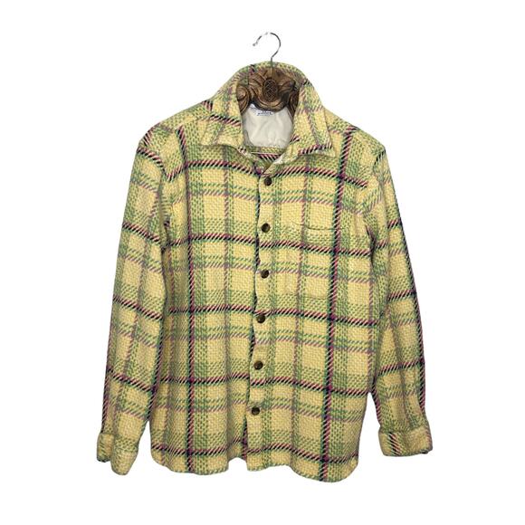 Urban Outfitters Jacket Yellow Plaid Cotton Tweed Button Front Collared Large - Picture 9 of 9